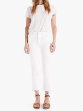 MOTHER The Insider Crop Step Fray White Jeans in Fairest of Them All Size 27